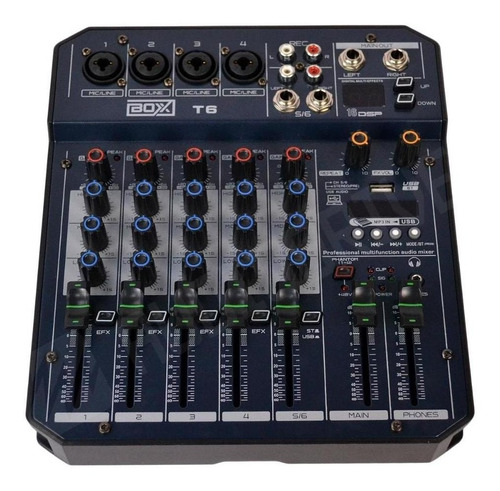 Mesa Mixer De Som Boxx T6 6 Canais Interface Plug And Play