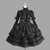 Vestido Gótico Victoriano Escalonado Lolita Para Mujer, Larg