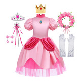 Vestido De Princesa Color Melocotón Para Niña  Disfraz De Pu