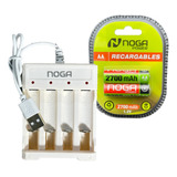 Cargador Usb Para 4 Pilas + 2 Pilas Aa 2700mah Noga