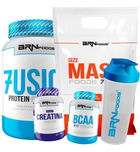 Kit Whey Protein + Size Mass + Bcaa + Creatina + Shaker