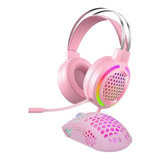 Combo Gamer Auriculares Y Mouse Luces Led Kit Nena Noga 4201 Color Rosa Color De La Luz Rgb