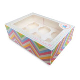 Pack 6 Cajas Cupcake Arcoiris 6 Cavidades