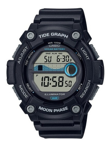 Reloj De Pulsera Casio Reloj Ae-1500wh De Cuerpo Color Negro, Digital, Para Hombre, Con Correa De Resina Color Negro Y Hebilla Simple