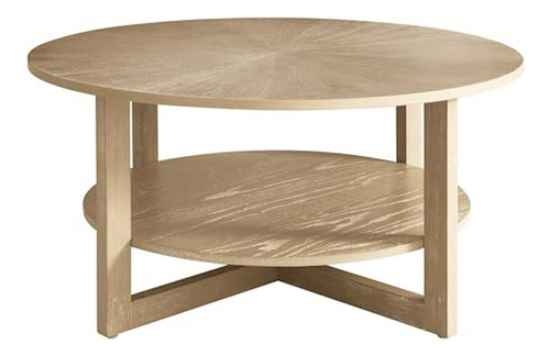 Mesa Café Redonda , Madera Maciza 2 Estantes, 90x90x