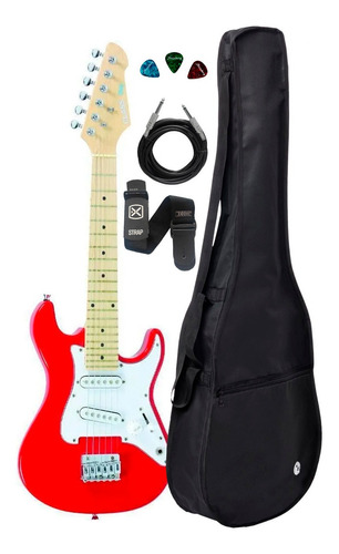 Guitarra Infantil Clk10 Rd Vermelho Strinberg +kit Capa Cabo
