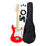 Guitarra Infantil Clk10 Rd Vermelho Strinberg +kit Capa Cabo