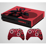 Skin Xbox One S Deadpool Para Consola 2 Mandos
