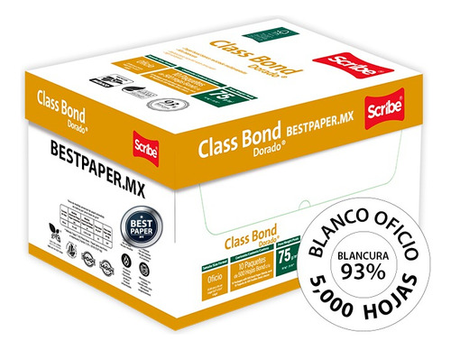 Papel Class Bond Dorado Oficio - Caja Con 5,000 Hojas