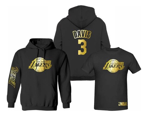 Kit De Sudadera + Playera Modelo Lakers Anthony Davis Gold