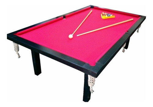 Mesa De Billar Deportes Brienza Familiar Profesional De 2.4m X 1.4m X 0.8m Color Negro Con Superficie De Juego De Mdf, Paño Rojo Y Redes Color Blanco