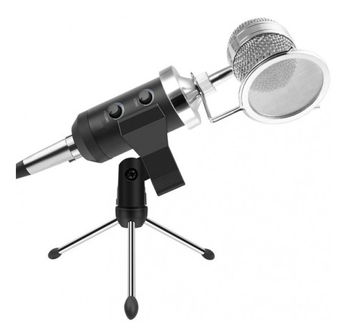 Microfono Profesional Bm860e Condesador Cardioide Youtubers Color Plateado Con Negro