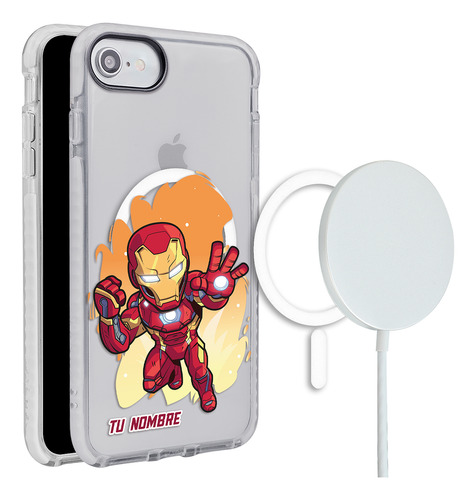 Funda Para iPhone Magsafe Marvel Iron Man  Con Tu Nombre