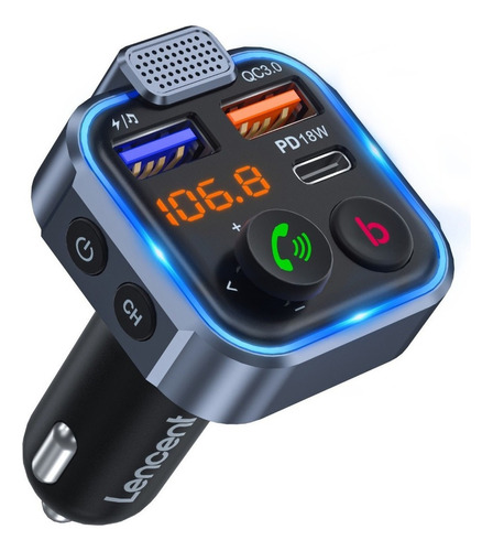 Transmisor Fm Lencent Y Manos Libres Bluetooth 5.0 For Coche