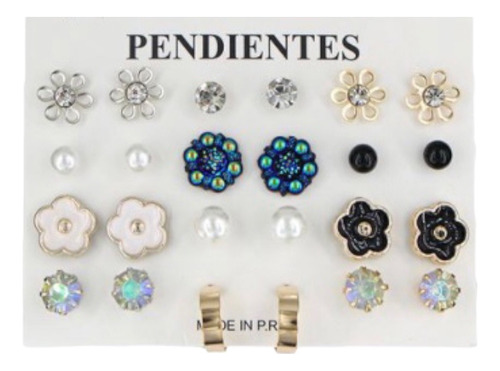 Set 12 Aretes De Fantasía Mujer O Niña