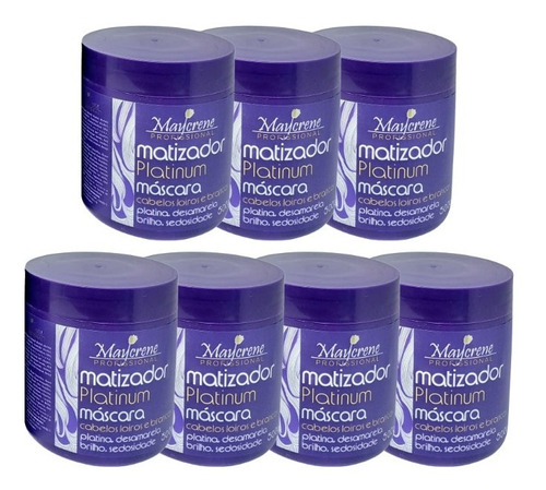 7 Máscaras Desamareladoras Matizador Platinum Maycrene 500g