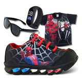 Kit Tenis Homem Aranha + Camisa + Relogio + Oculos