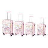 Juego De Maletas Viaje Hello Kitty Ruedas 4 Piezas Rígidas