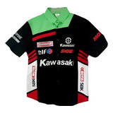 Camisa Kawasaki Motul Bridgestone Elf Hombre Negra Moto