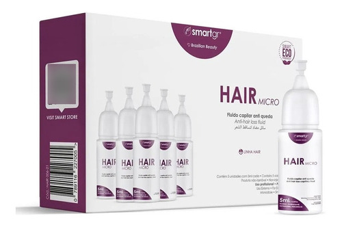 Kit Com 5 Frascos Hair Micro Ativo Terapia Capilar Smart Gr