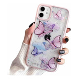 Funda Mariposas Pink Para iPhone 11 Brillos Glitter Nena