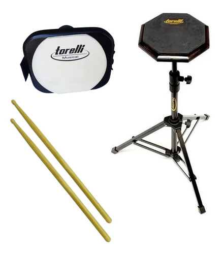 Borracha De Trino Para Bateria Kit Com 2 Pads + Baqueta