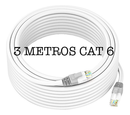 Cable Utp Ethernet Cat 6  Red Internet Ponchado X 3 Metros