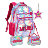 Kit Mochila Escolar Infantil Luluca Feminina Lancheira Estoj