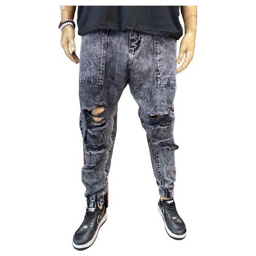 Pantalon Jogger Carpintero Jean Mom Negro Nevado Hong Kong