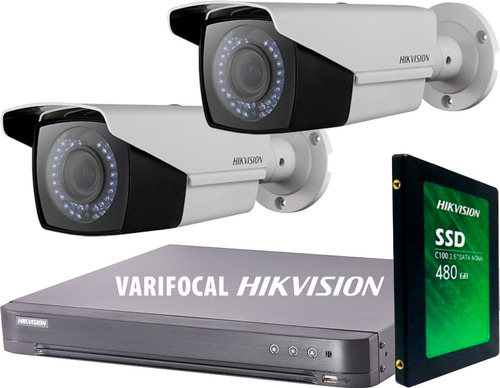 Kit Seguridad Hikvision Dvr 4 +dis + 2 Camaras 2mp Varifocal