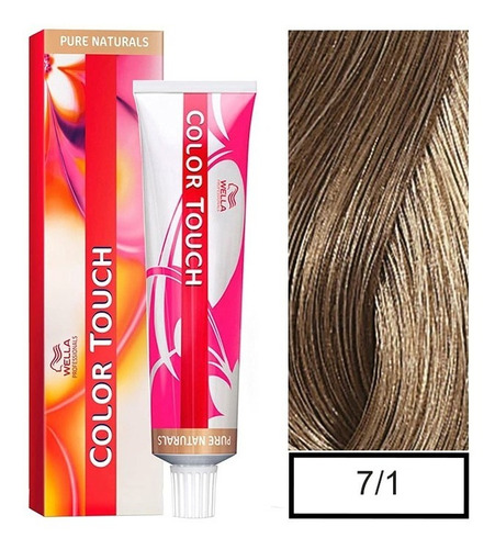  Wella-tintura Color Touch 7/1 60gr + Oxidante De 120 Ml Tono 7/1 Rubio Mediano Ceniza