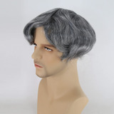 Zigzag Hair Toupee - Cabello Humano Gris Para Hombre, 8 X 10