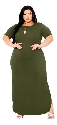 Vestido Longo Evangélico Plus Size Veste Até 58 Moda Casual