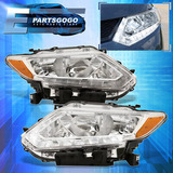 For 14-16 Nissan Rogue Chrome Amber Led Drl Headlights L Aac