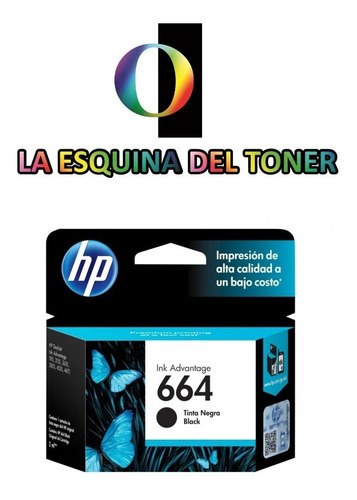 Cartucho Hp 664 Negro F6v29al Original 2675 2676 4535 2135 