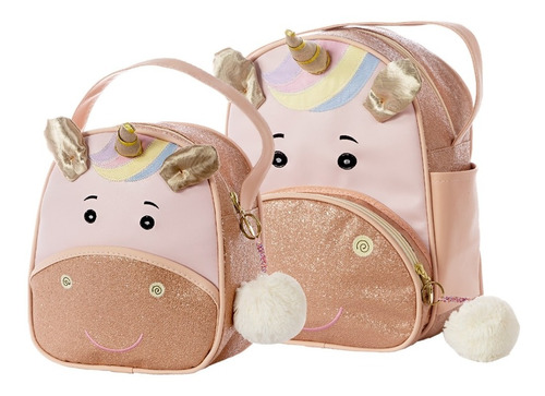 Kit Mochila E Lancheira De Bichinho Infantil De Nylon