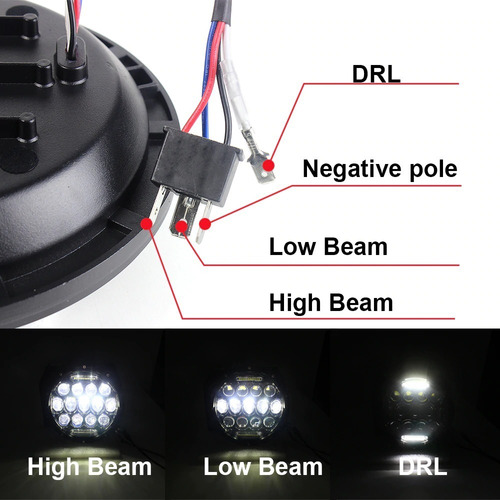 Faro Led 7 Pulgadas Redondo 100w Para Machito Jeep Wrangler Foto 8