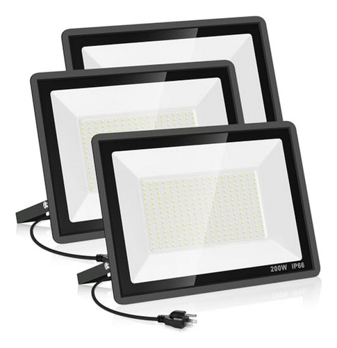 Foco Led 200w X3, Exterior Ip66, Blanco 5000k, Compatible Co