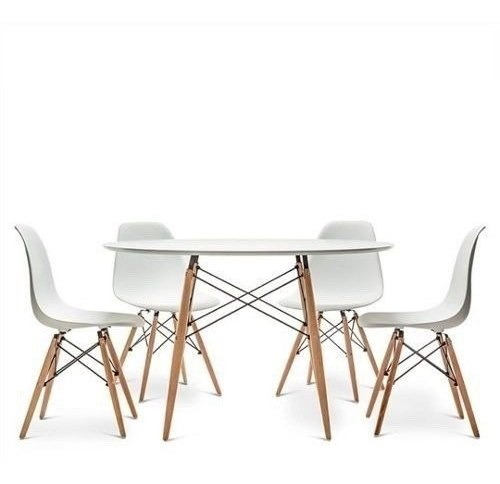 Juego De Comedor Mesa Redonda Madera + 6 Sillas Eames Dsw - 120cm