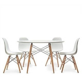 Juego De Comedor Mesa Redonda Madera + 6 Sillas Eames Dsw - 120cm