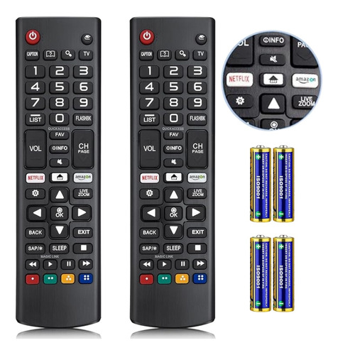 Kit 2 Controle Remoto Universal Para Smart Tv LG + 4 Pilhas