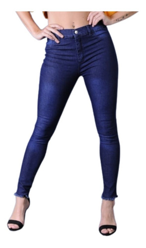 Jeans Elastizado Chupín Tiro Alto Mujer Celeste