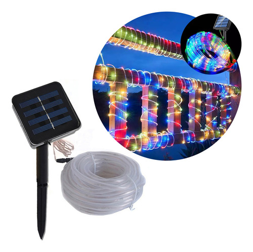 Guirnalda Led Manguera Tira 100 Luces Solar Decoracion 12m