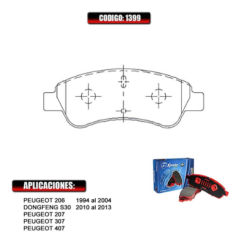 Pastilla De Freno Delanteras Peugeot 206 Motor 1.6 2003 1399 Foto 2