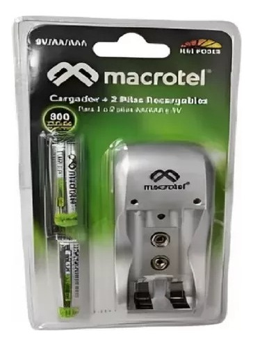 Cargador De Pila Macrotel + 2 Pilas Recargables Triple Aaa 