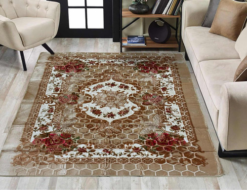 Alfombra Estilo Persa Suave 200x240cm Beige Plush Kreatex