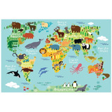 Mapamundi Infantil Animales Vinilo Decorativo - 1m X 60cm 