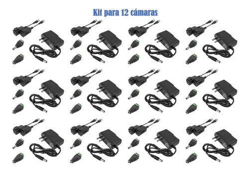 Kit Instalación Para 12 Cámaras 720p/1mp/1080p/2mp/4mp/5mp