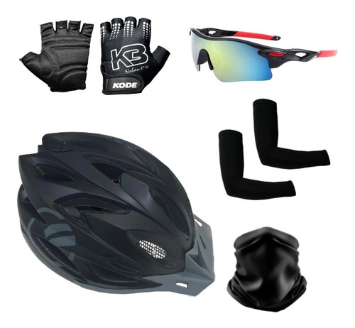 Capacete Bike Led +luvas Ciclismo+óculos Proteção