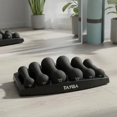 Set 3 Pares De Mancuernas De Neopreno 3,5,8lb Con Base Tayga Color Negro | Meses sin interés